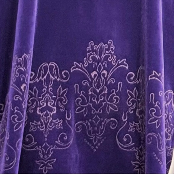 Vintage DVF Diane Von Furstenberg Velour Velvet Tunic Top Blouse L Purple Gold - Picture 3 of 10